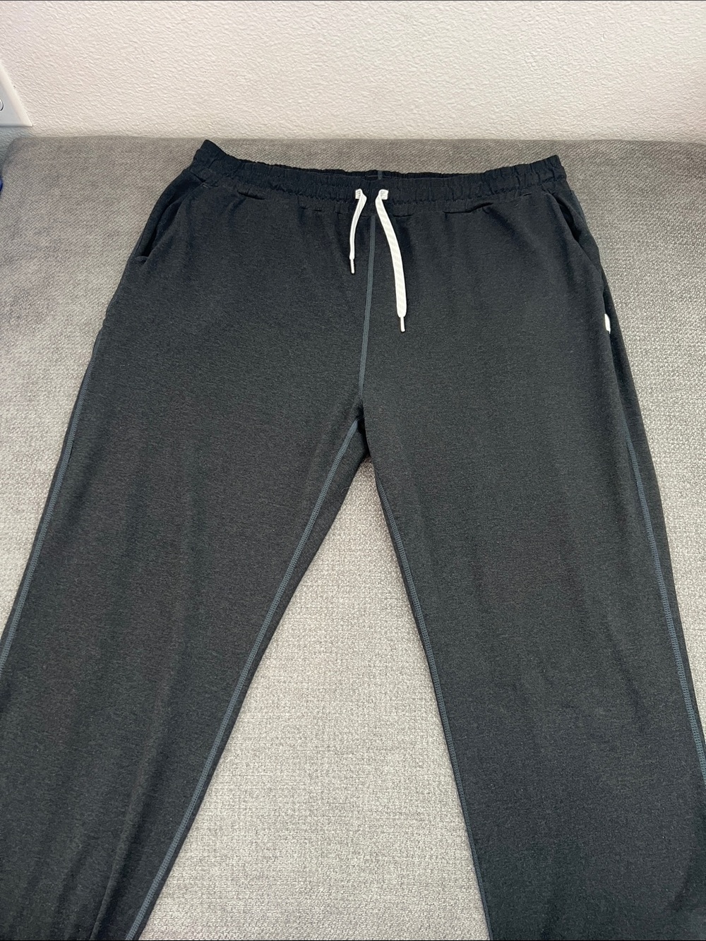 Vuori Black Track Joggers with White Drawstring
